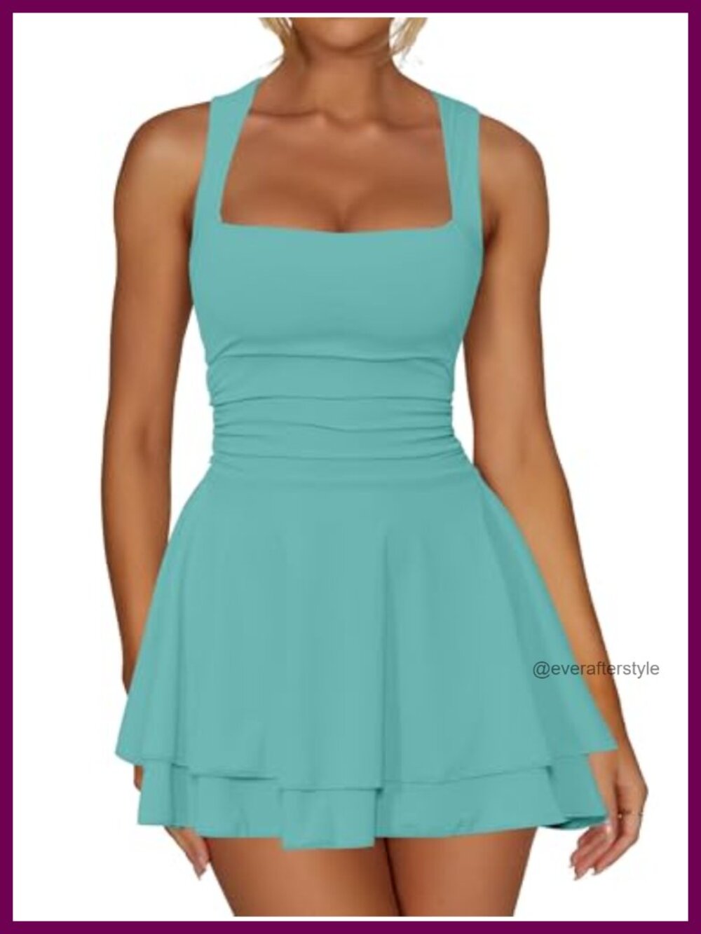 Square Neck Ruffle Hem Mini Dress Sleeveless Bodycon Party Club
